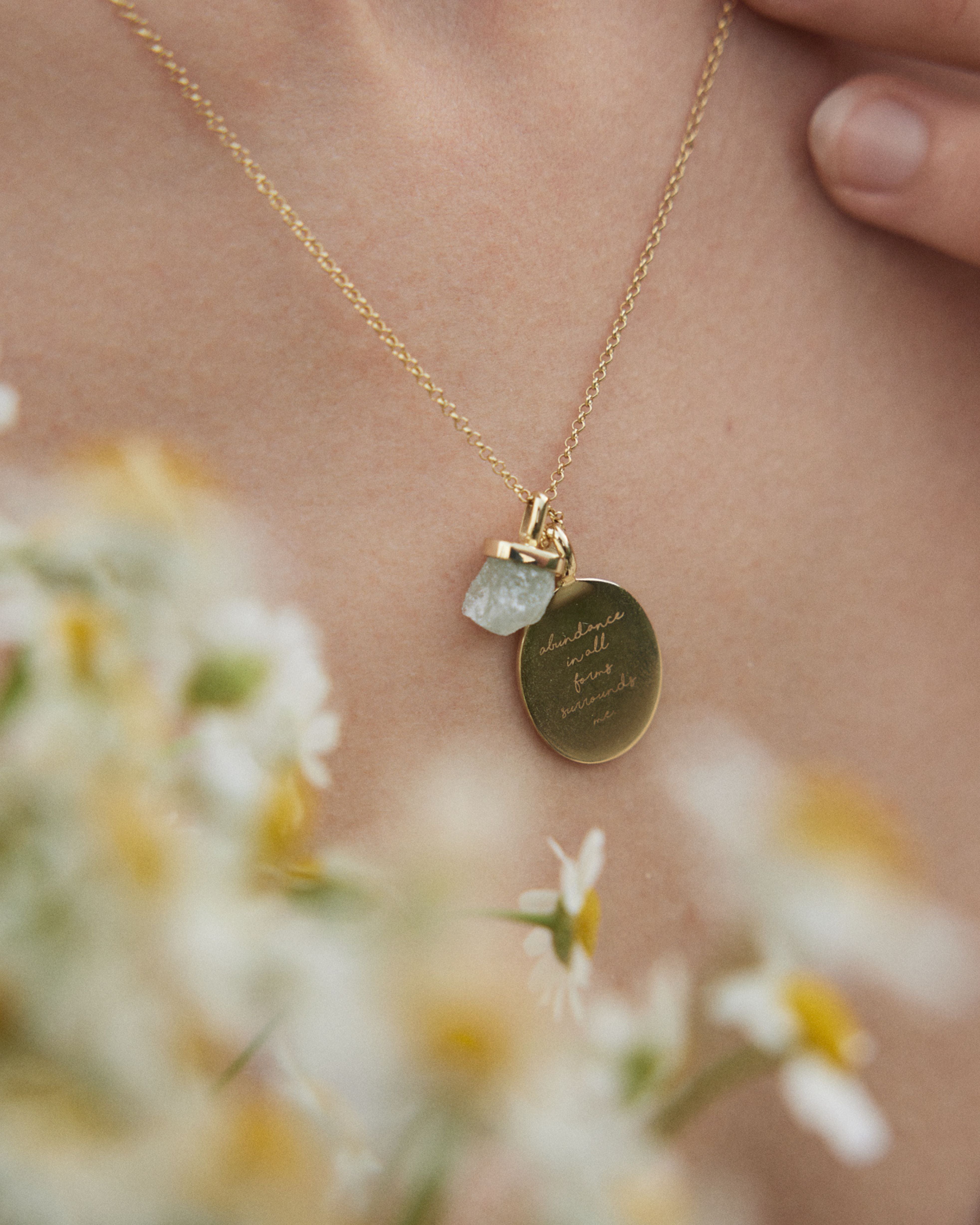 Confidence + Abundance Necklace | KKJ x Dreamy Moons | green aventurine